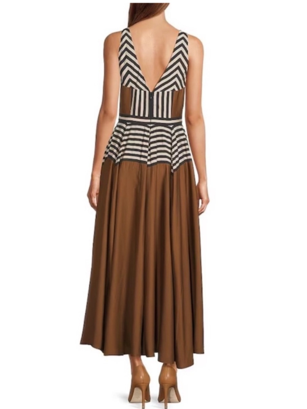 Antonio Melani Ashley Stripe Luxe Voile V-
Neckline Sleeveless A-Line Maxi Dress - Picture 2 of 3